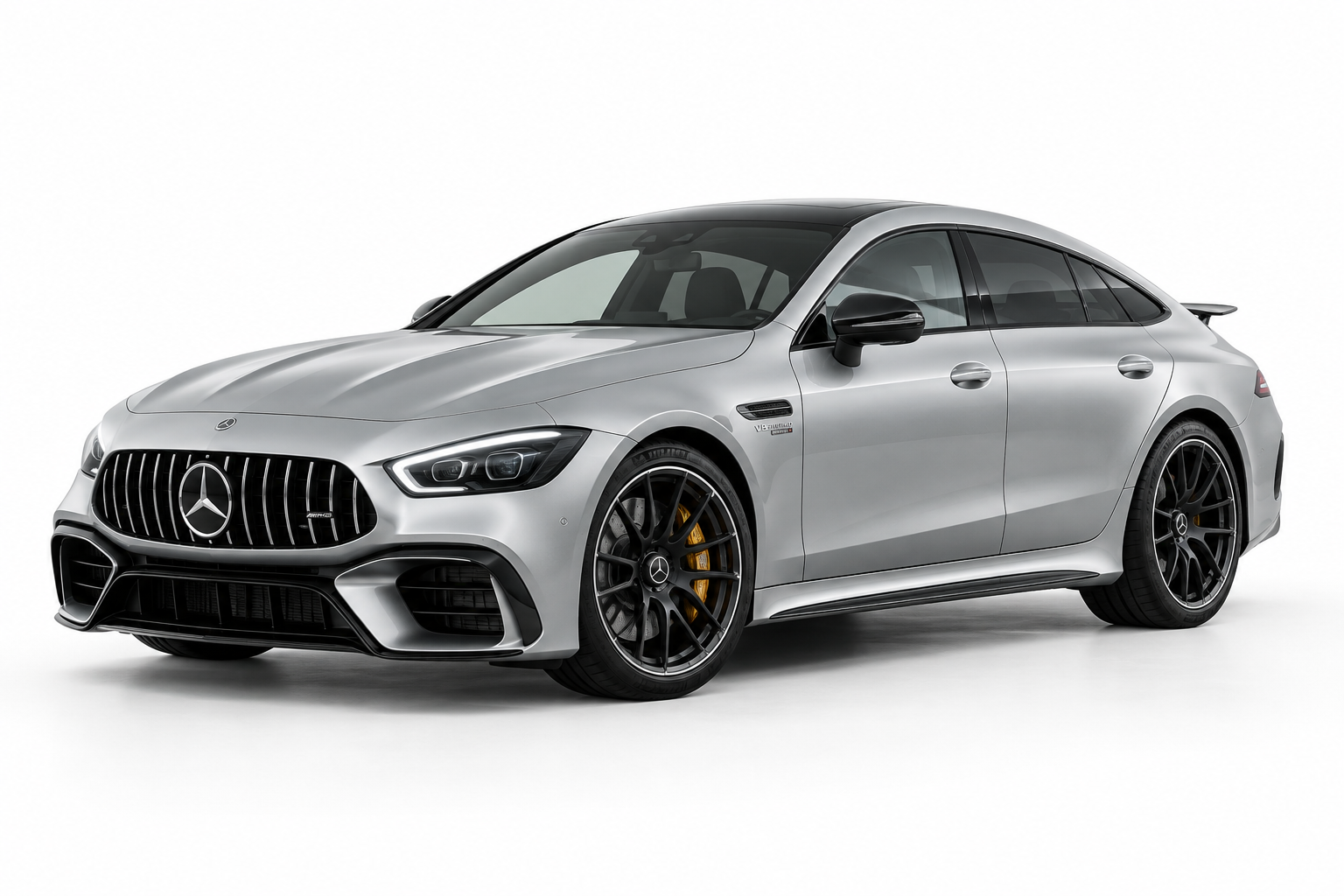 Silver luxury performance car